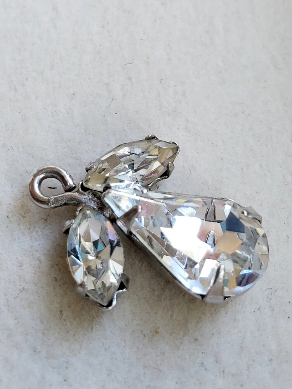 Sterling Silver Crystal Teardrop Pendant - 1.53g